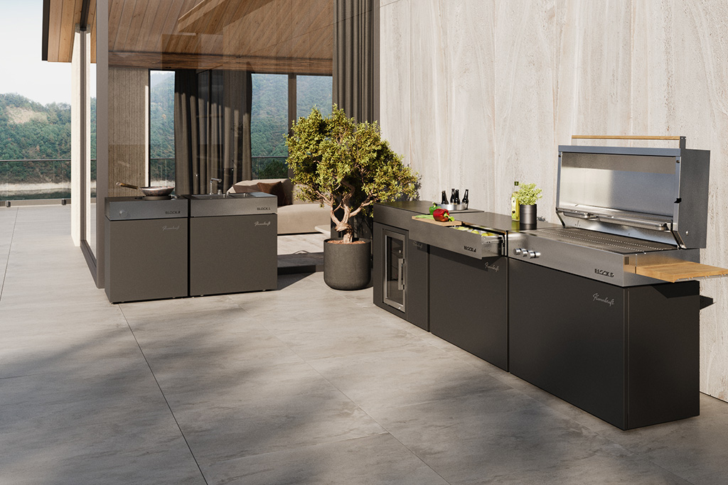 Outdoorküche mit Gasgrill auf einer Terrasse