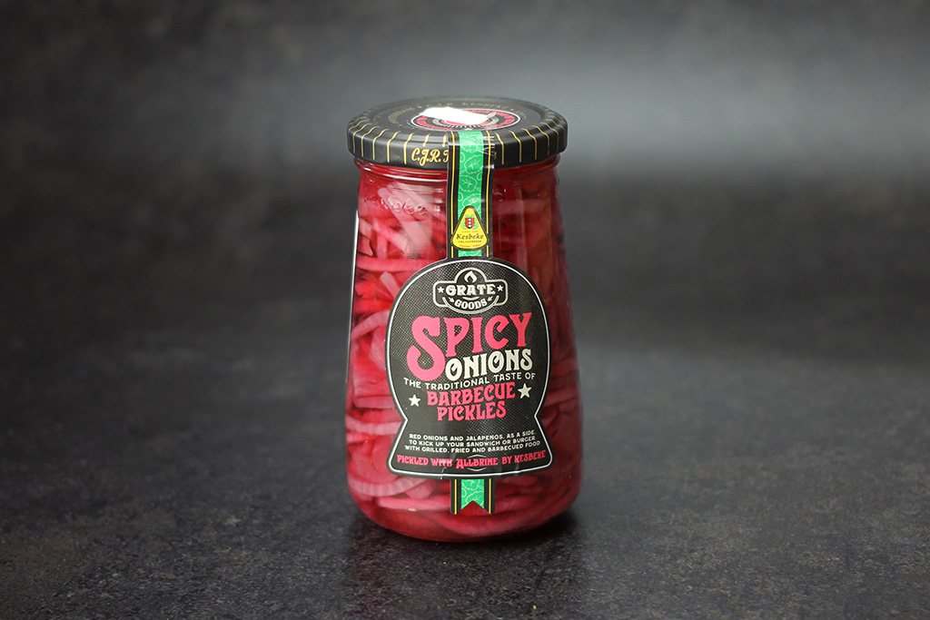 Grate Goods Spicy Onions  Glas mit eingelegten roten Zwiebeln