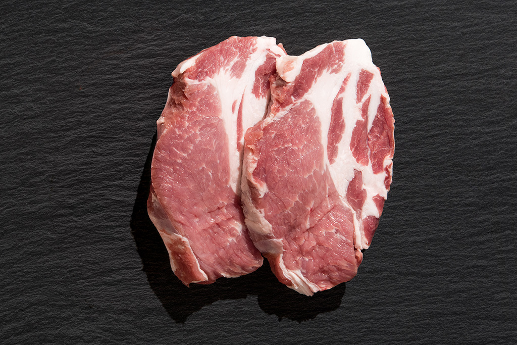 Nackensteaks vom Bunten Bentheimer Schwein