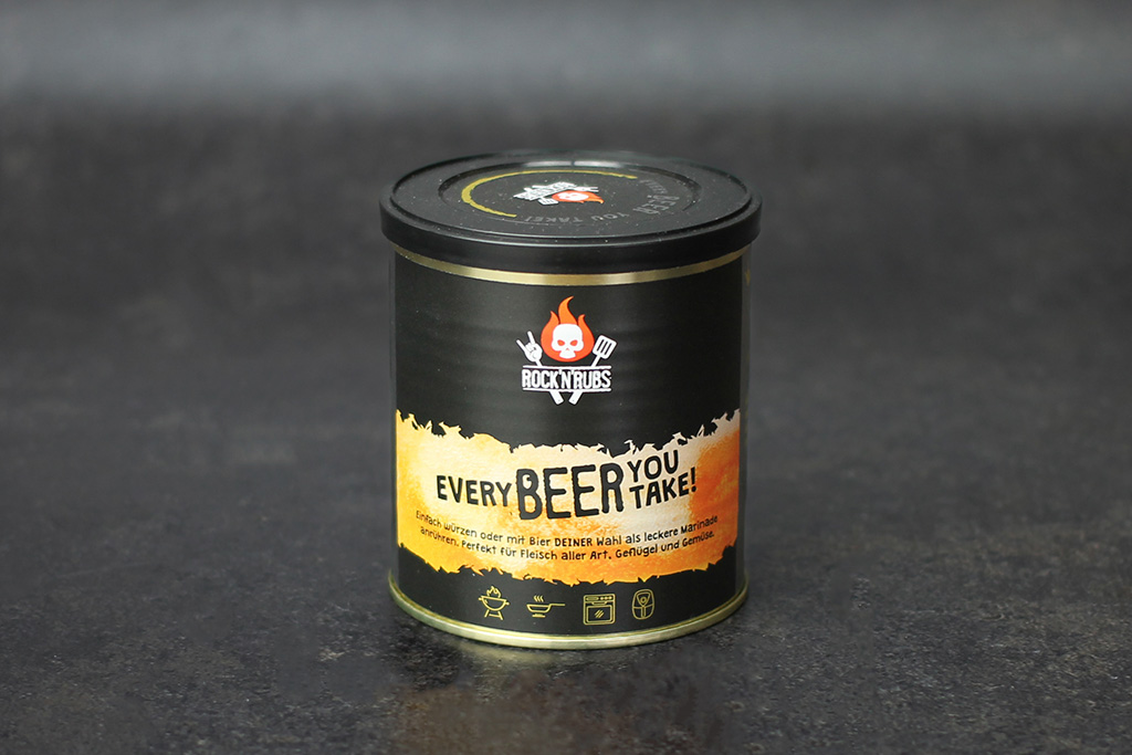 Rock’n‘Rubs Every beer you take Dose mit Gewürzmischung