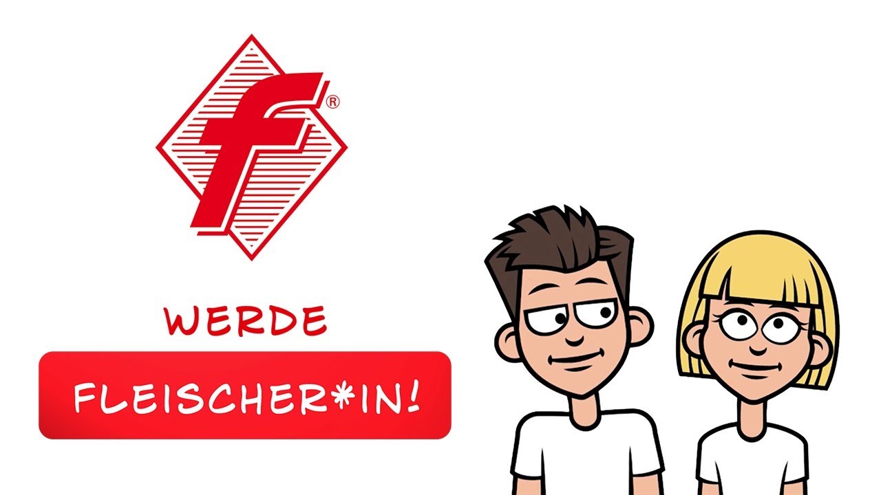 Fleischer-Logo und zwei skizzierte Personen