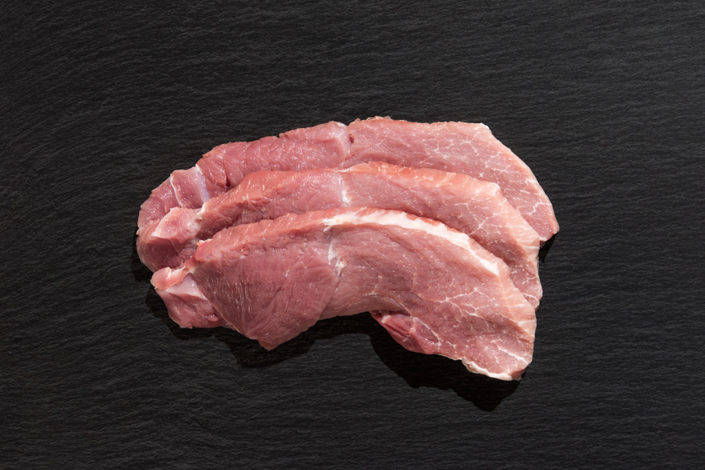 Schnitzel aus der Oberschale vom Bunten Bentheimer Schwein 3 Schnitzel aus der Oberschale vom Bunten Bentheimer Schwein