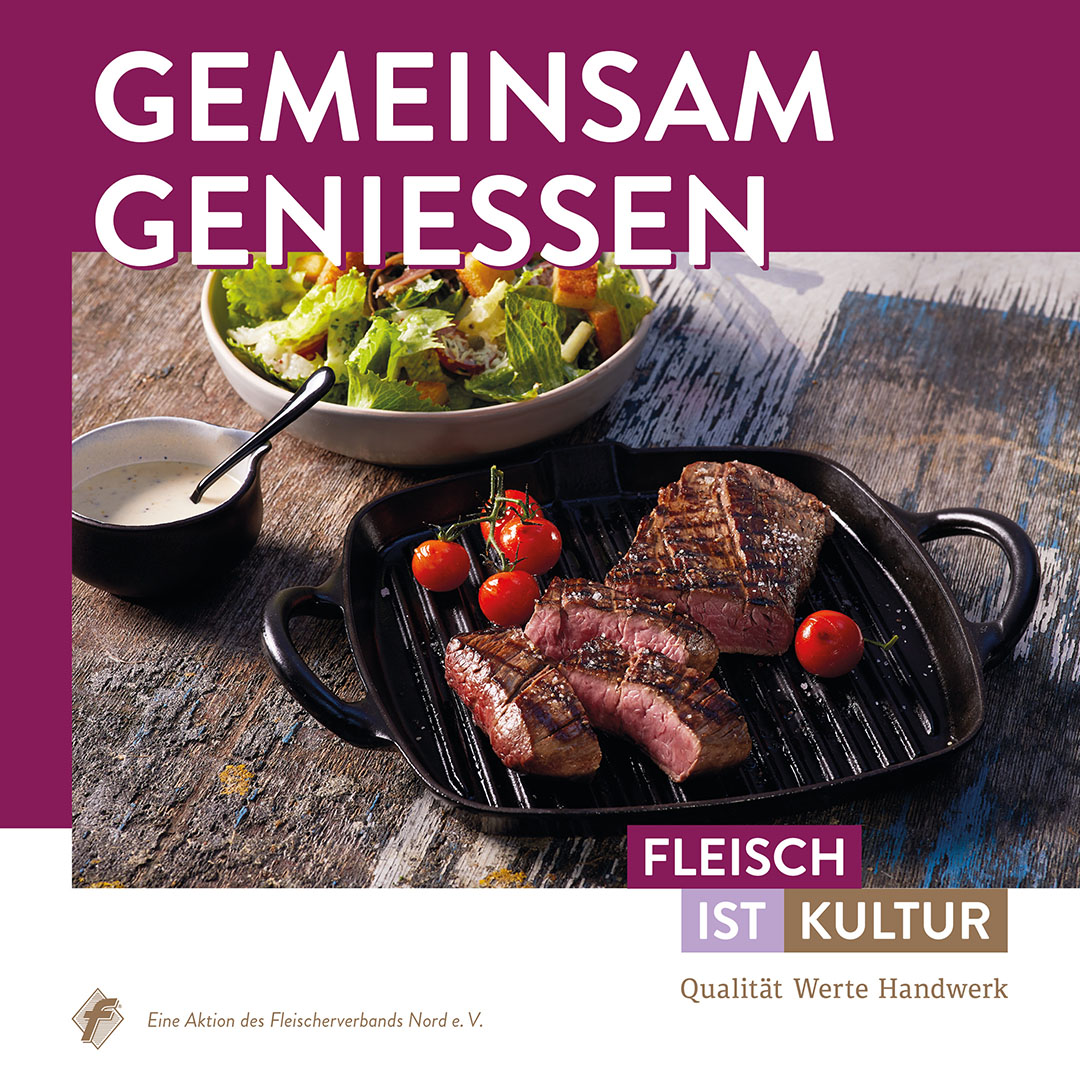 Gemeinsam genießen, fertige Steak & Salat