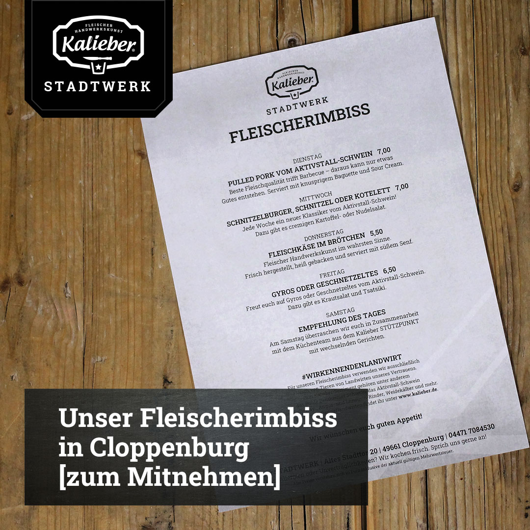 Fleischerimbiss im Kalieber STADTWERK in Cloppenburg