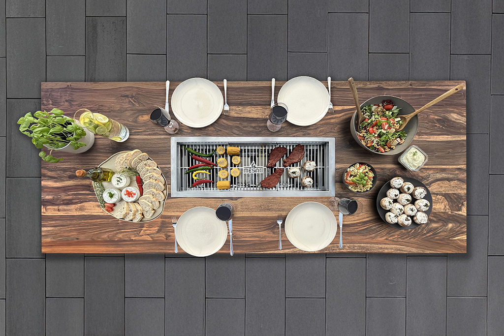 Grilltisch mit integriertem Gasgrill