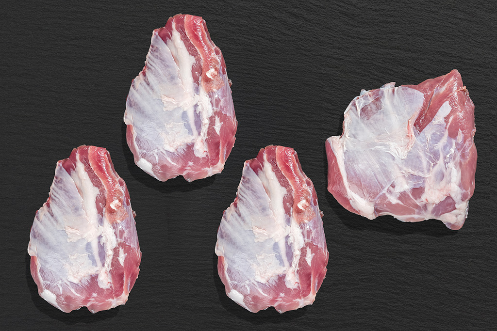 vier 2 Cuscino-Steaks vom Bunten Bentheimer Schwein