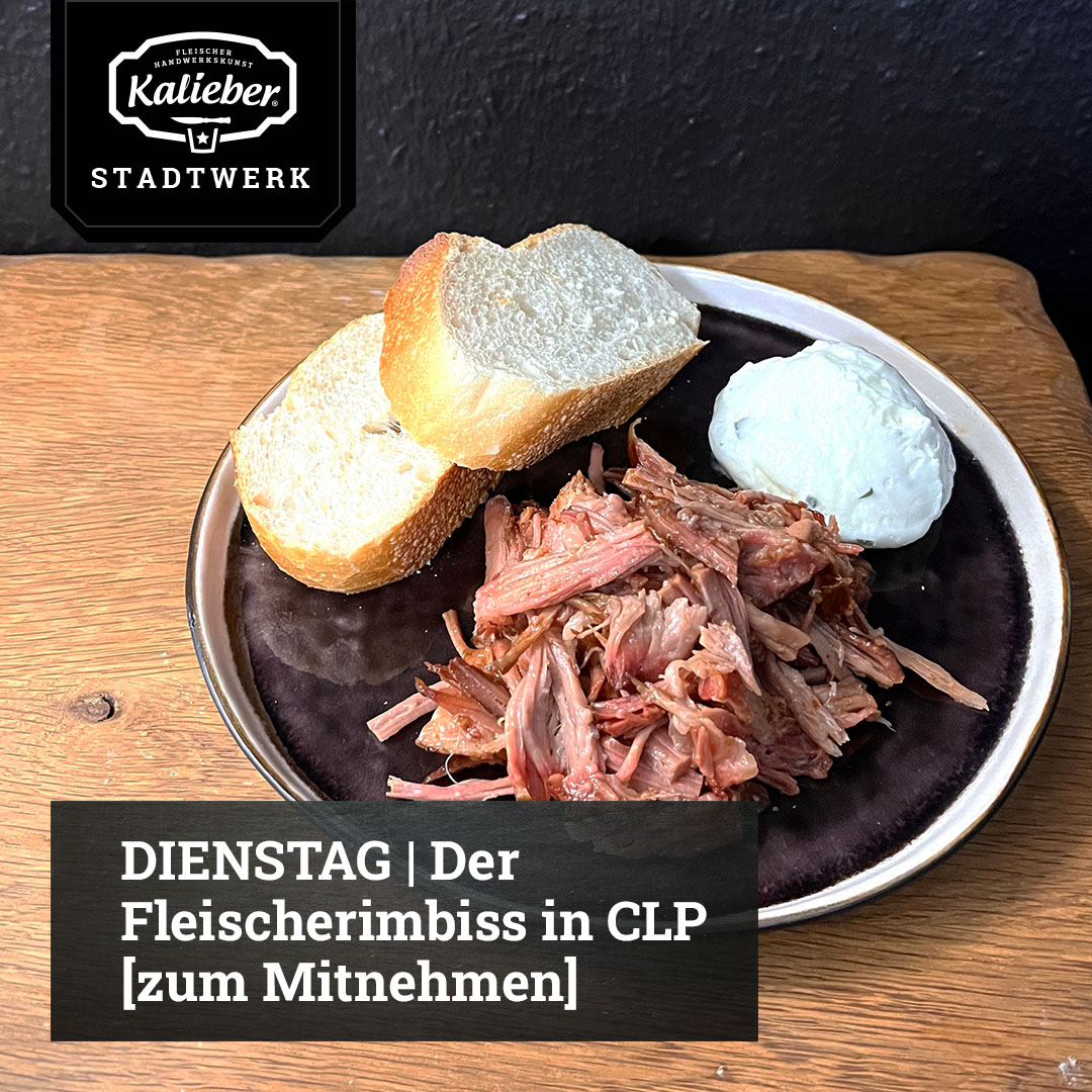 Pulled Pork mit Brot und Dipp