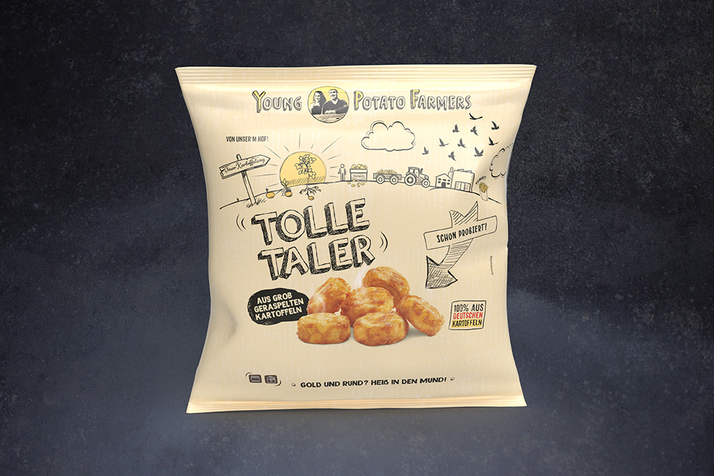 Tüte mit goldbraunen Rösti-Talern