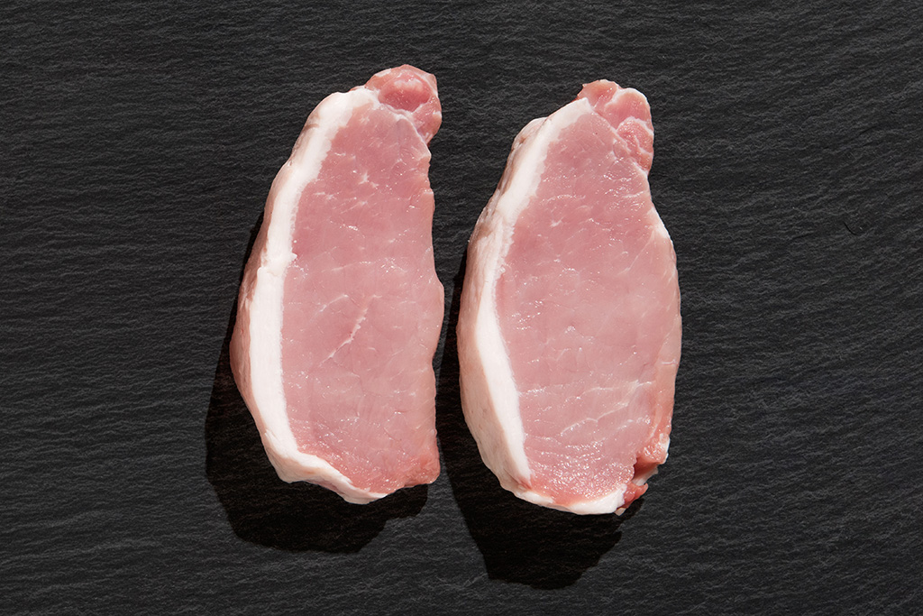 zwei Rückensteaks vom Bunten Bentheimer Schwein