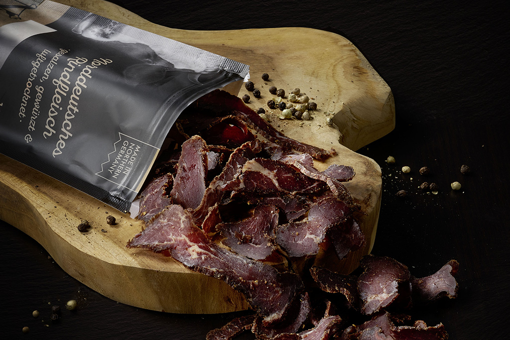 Northern Biltong Original  Trockenfleich mit geöffneter Packung